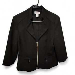 CARMEN - Black blazer with silver zipper details, Size M